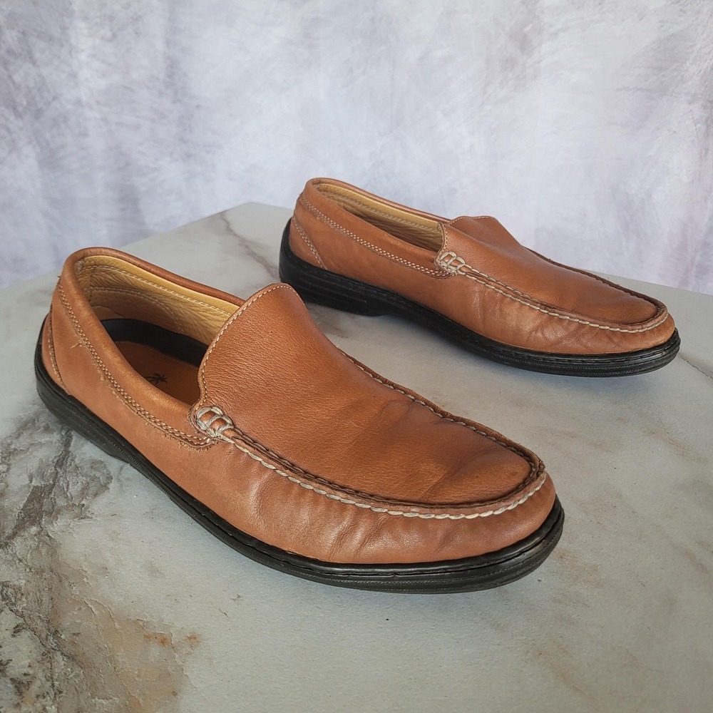 Tommy Bahama Moccasin Loafers Mens Size 10 Brown Leather Slip On Casual